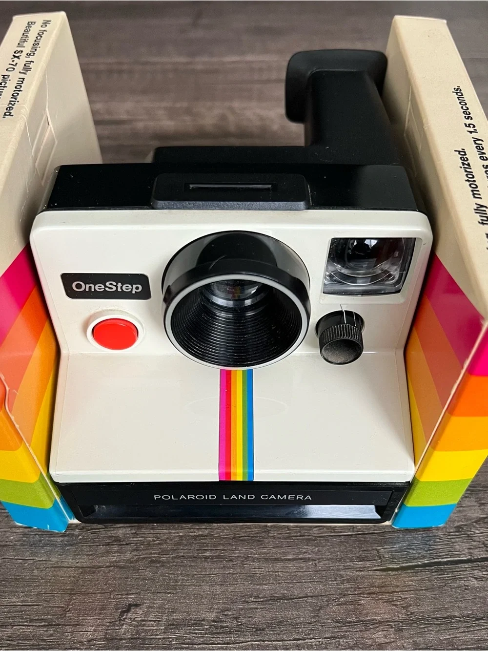 Polaroid OneStep Instant Camera with Rainbow Stripe Accents - White